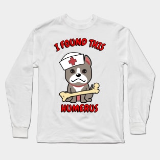 Funny grey dog is a nurse Long Sleeve T-Shirt